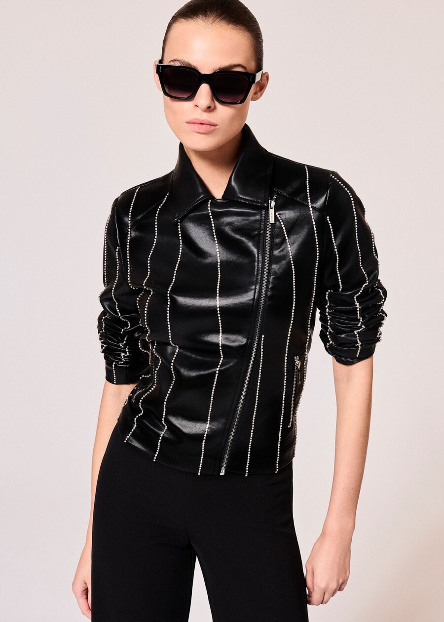 Grant eco-leather jacket NERO BLACK Woman , image number 1