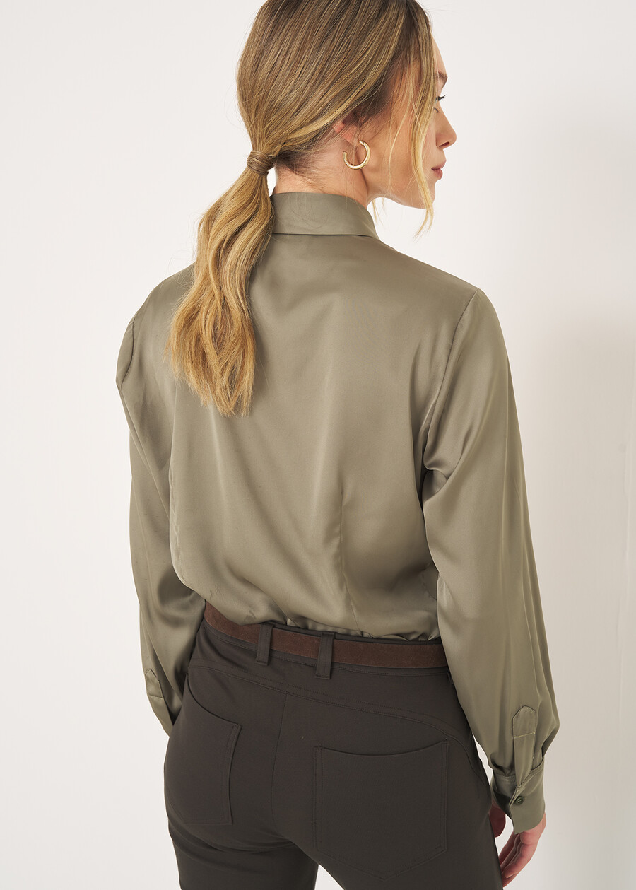 Camicia Alessia-B in satin BEIGE MOUSSEBEIGE LATTEVERDE Donna , immagine n. 4