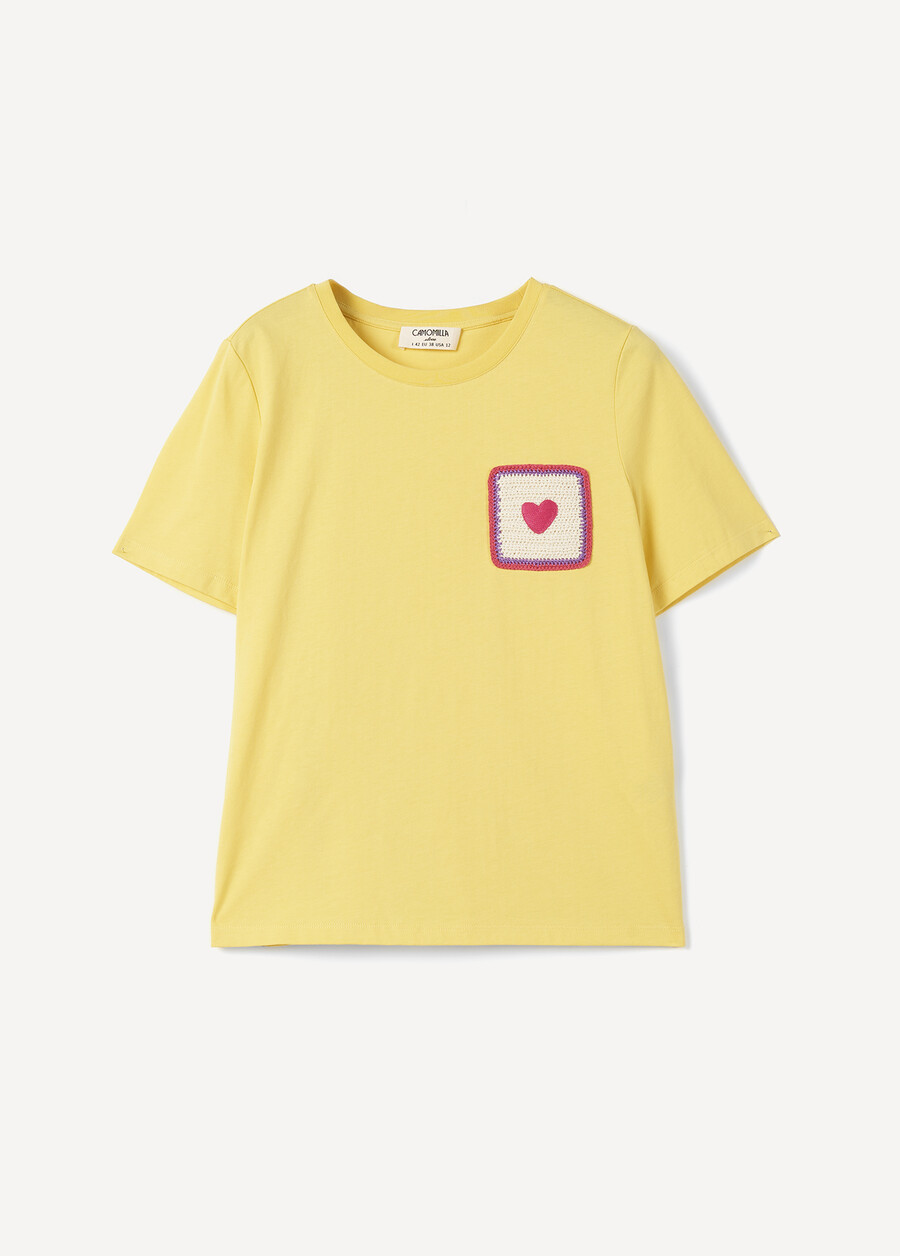 T-shirt Sveva In 100% Cotone Ricamato GIALLOBIANCO BURRO Donna , immagine n. 4
