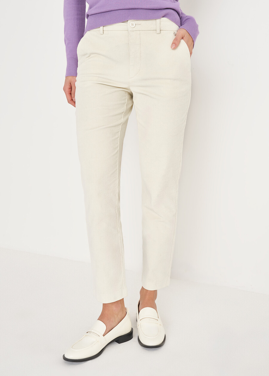 Pantalone Alicez in velluto di cotone BIANCO BURROBLUE OLTREMARE  Donna , immagine n. 3
