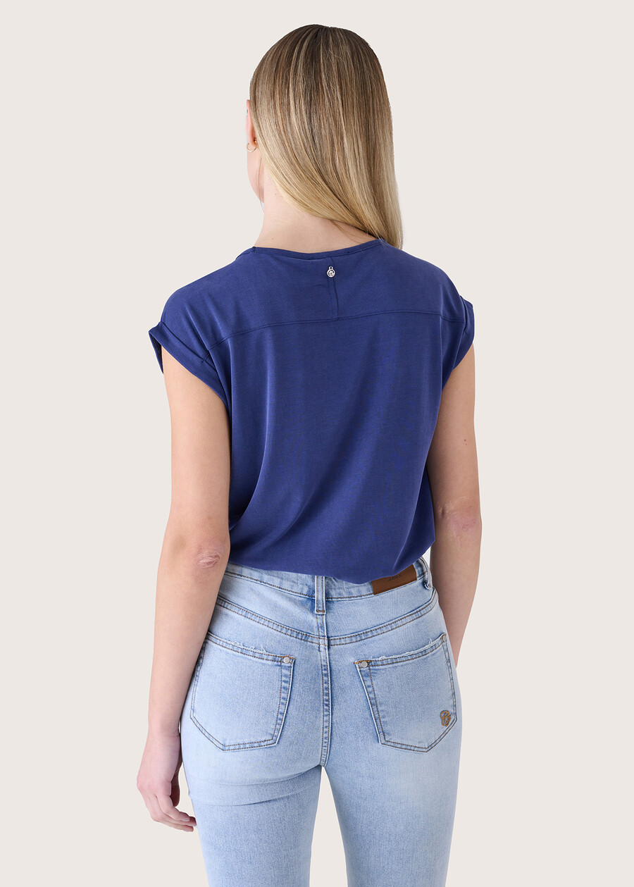 Sonte modal blend t-shirt VERDE ASPARAGOBLU MEDIUM BLUE Woman , image number 3