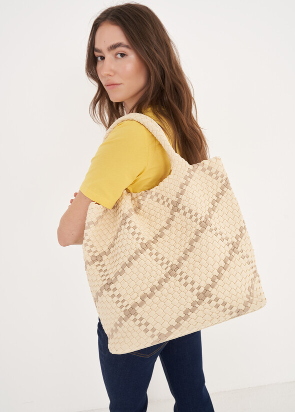 Blonde woven fabric bag BEIGE Woman null
