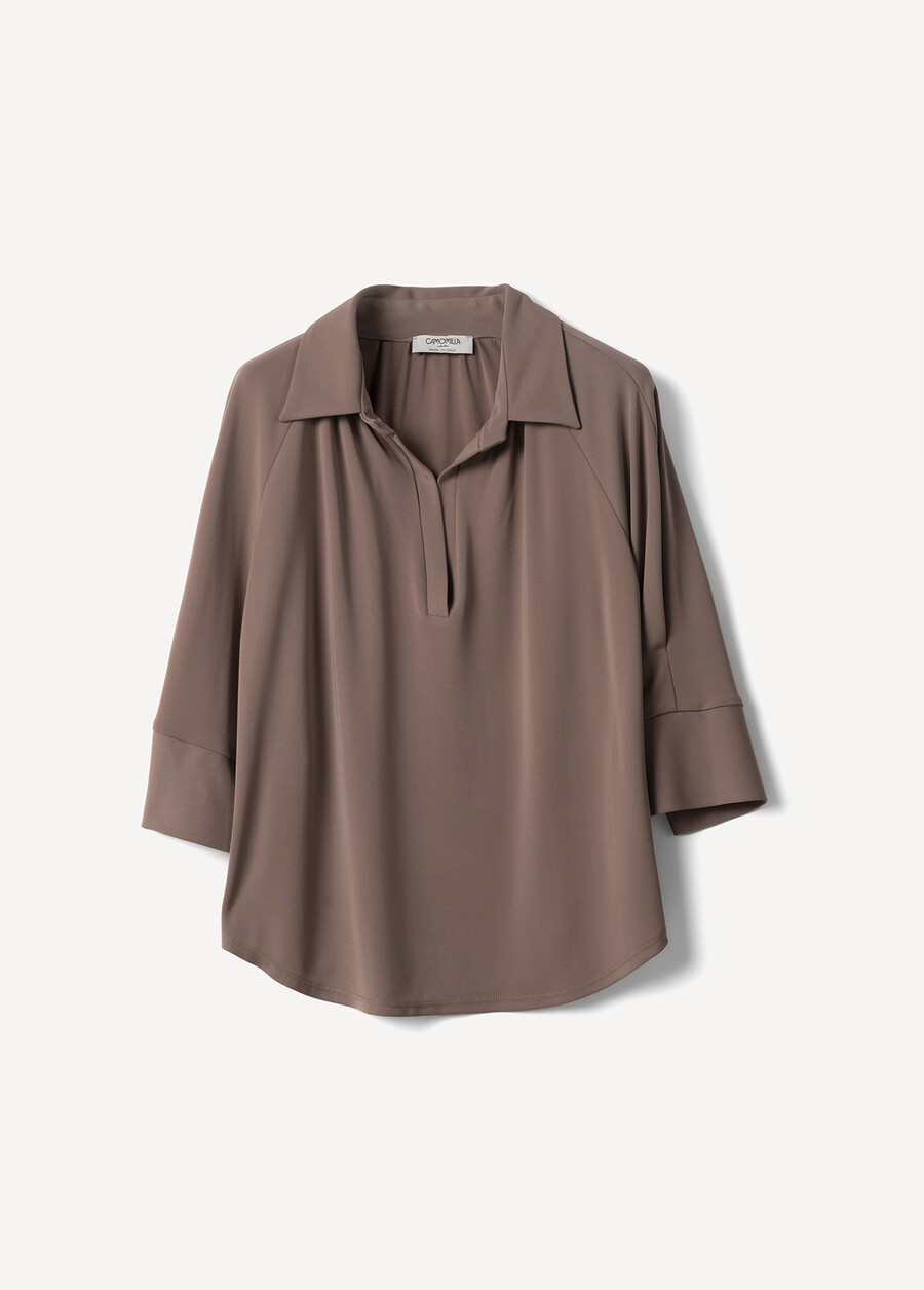 T-shirt Silvia Con Colletto VERDEMARRONE TERRA Donna , immagine n. 4