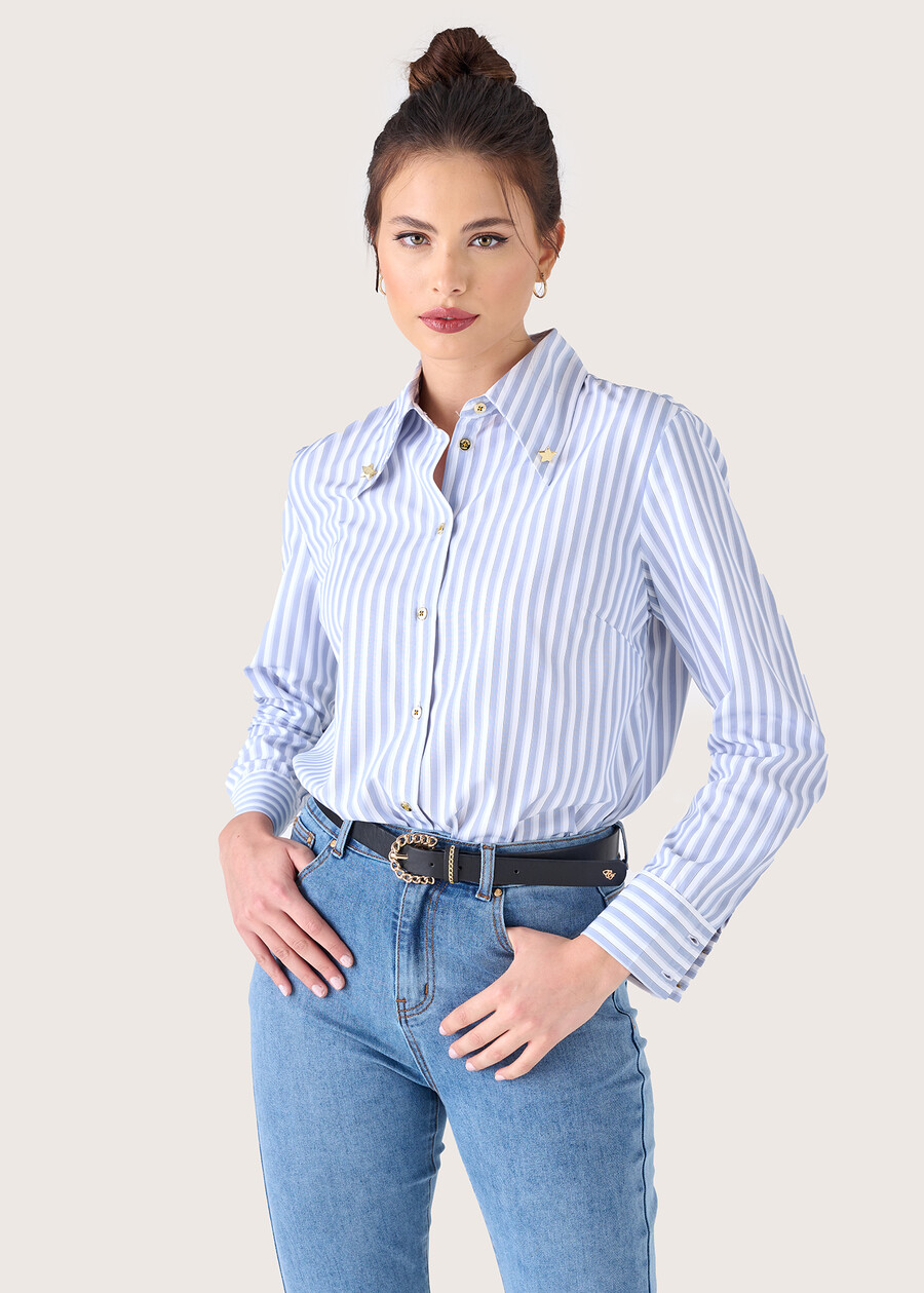Carolyn striped shirt GRIGIO STONEVERDE AVOCADO Woman , image number 1