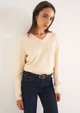 Maglia Micol in viscosa e cotone BLU MIDNIGHTBIANCO BURRO Donna immagine n. 1