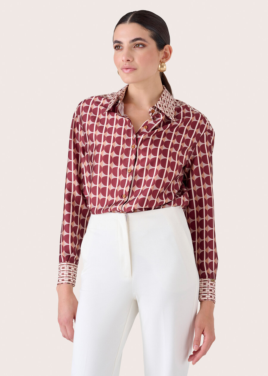 Camicia Catia in satin ROSSO BORDEAUX Donna , immagine n. 2