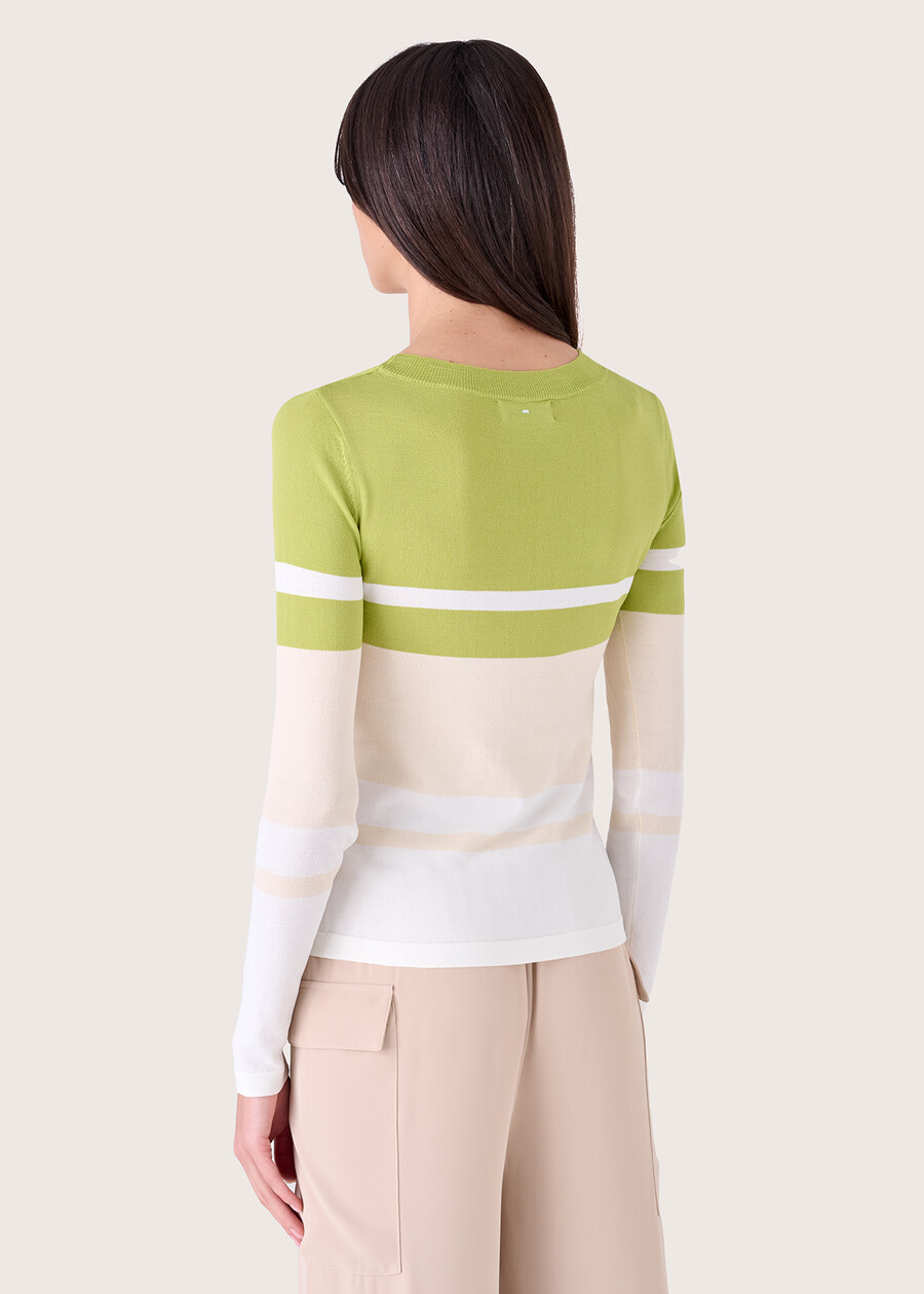 Mya round-neck sweater VERDE SALADBLU ELETTRICO Woman , image number 3