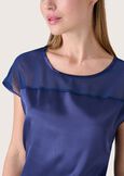 Sophya t-shirt in double fabric BLUE OLTREMARE FUXI GLOSS Woman image number 2