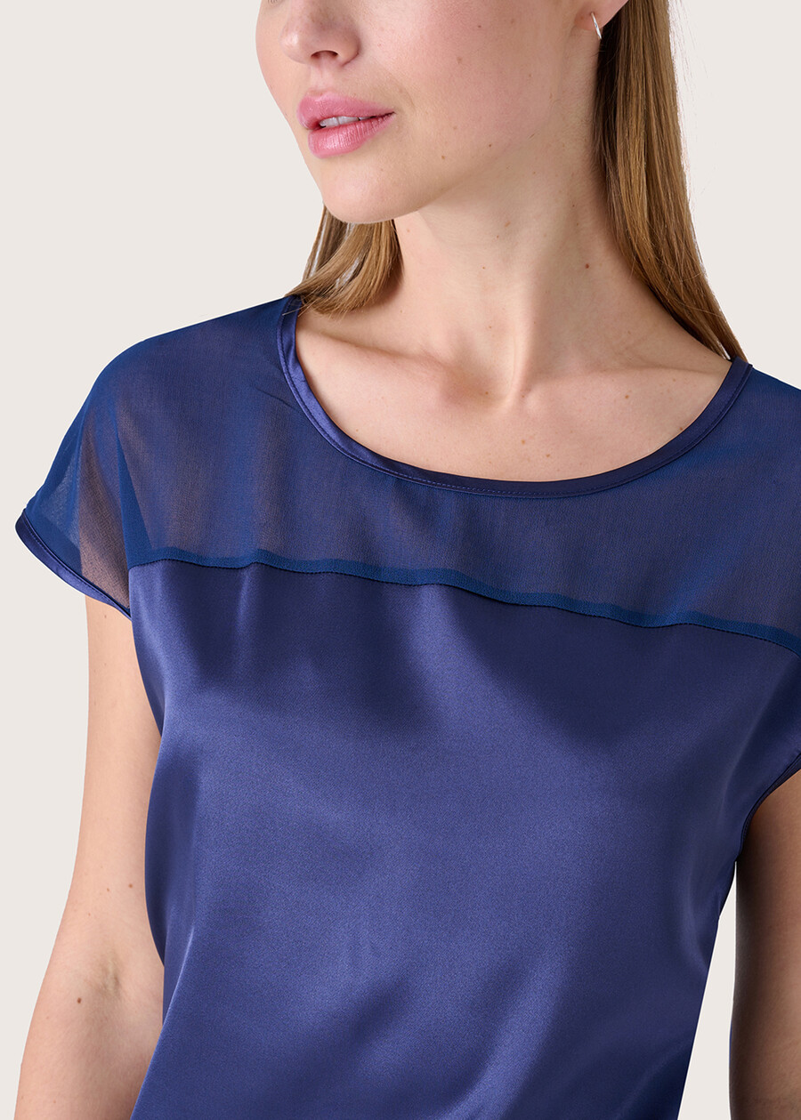 Sophya t-shirt in double fabric BLUE OLTREMARE FUXI GLOSS Woman , image number 2
