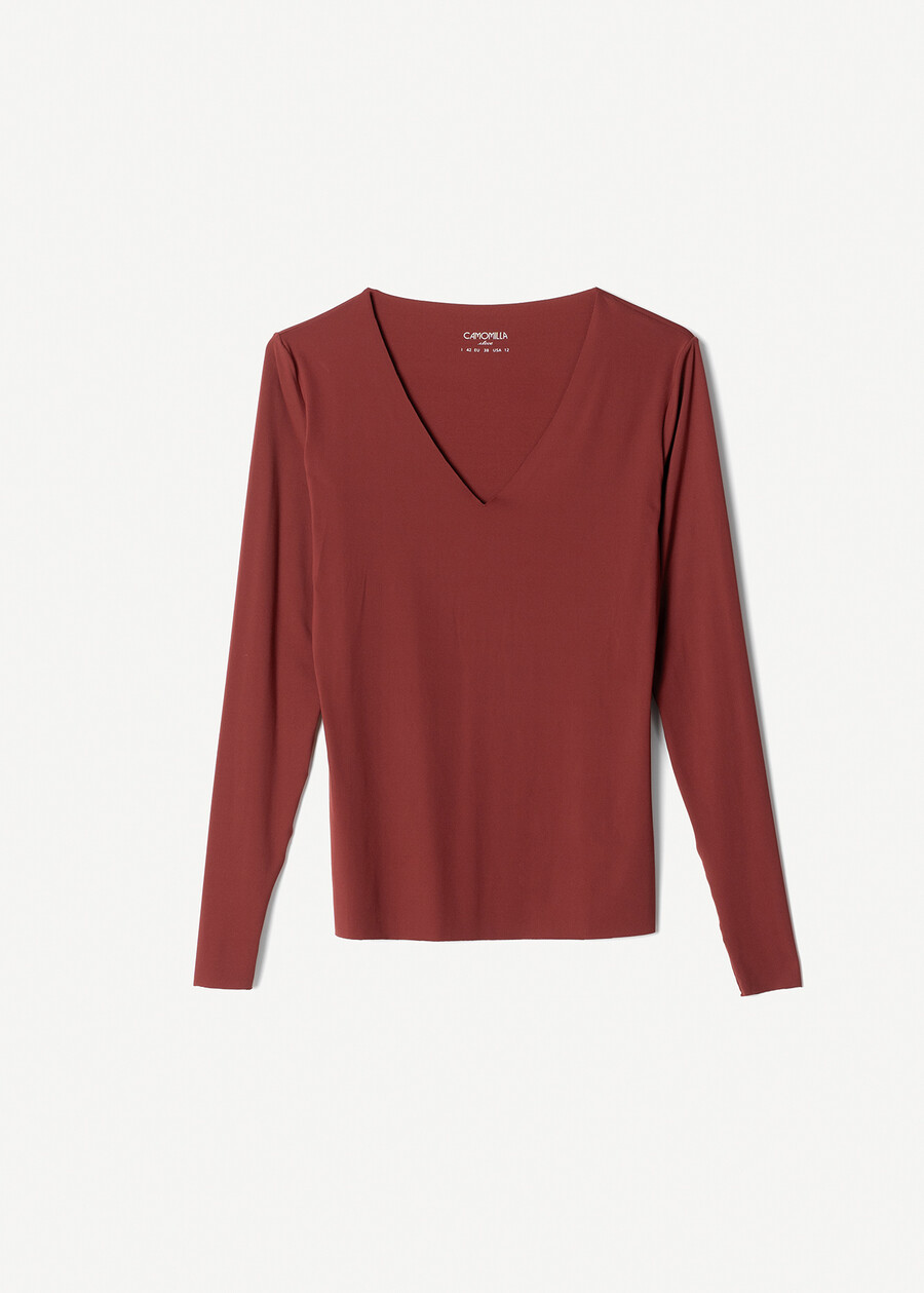 T-shirt Sara con scollo a V ROSSO CHIANTIVERDE FORESTA Donna , immagine n. 4