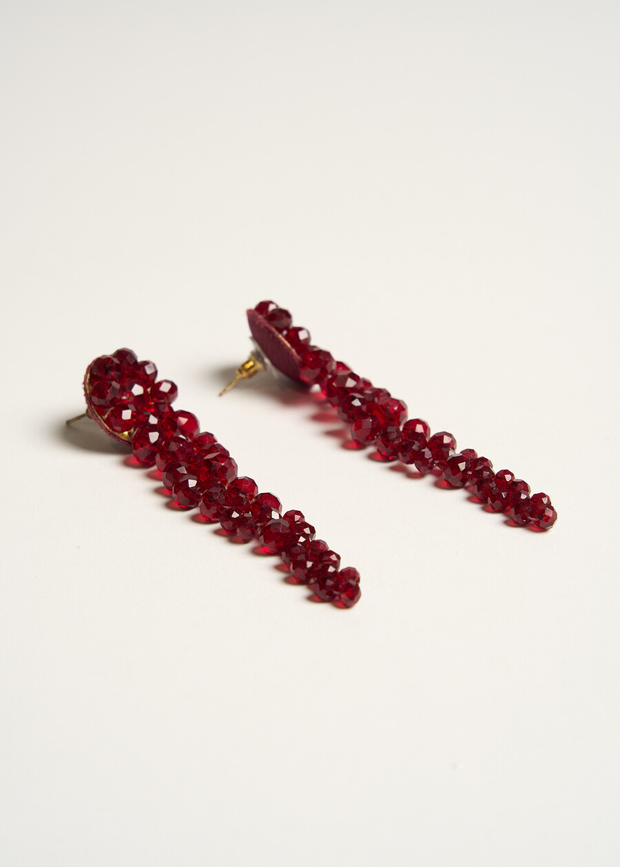 Orecchini Glamour a grappolo lunghi ROSSO BORDEAUX Donna , immagine n. 2