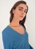 T-shirt Simply a rilievo con scollo a V VERDE PAVONE Donna immagine n. 2