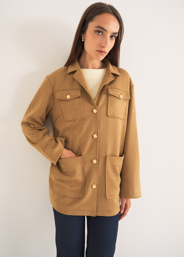 Galy faux leather jacket MARRONE TERRA Woman null