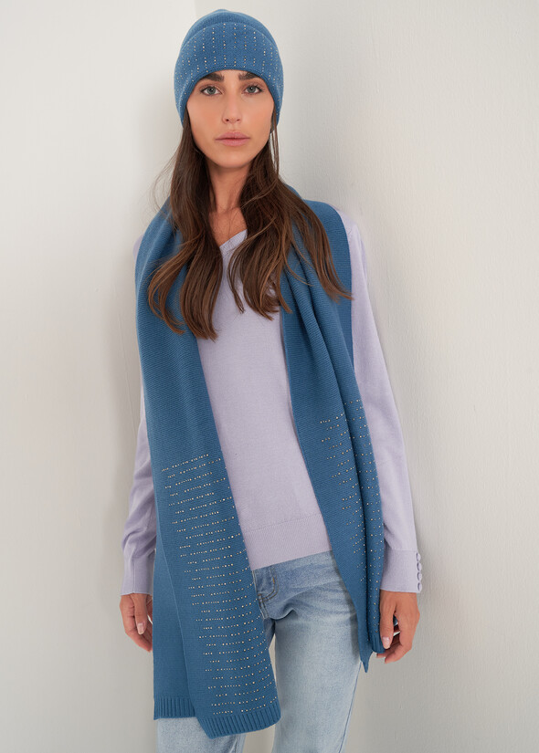 Skye scarf with micro rhinestones VERDE PAVONE Woman null