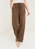 Pantaloni Poly in viscosa e lino MARRONE Donna immagine n. 2
