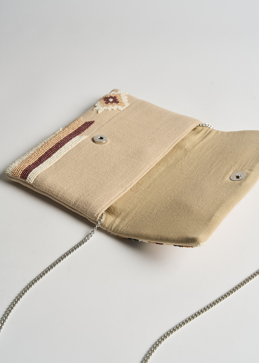 Blaika canvas pochette beads BEIGE LIGHT BEIGE Woman , image number 4