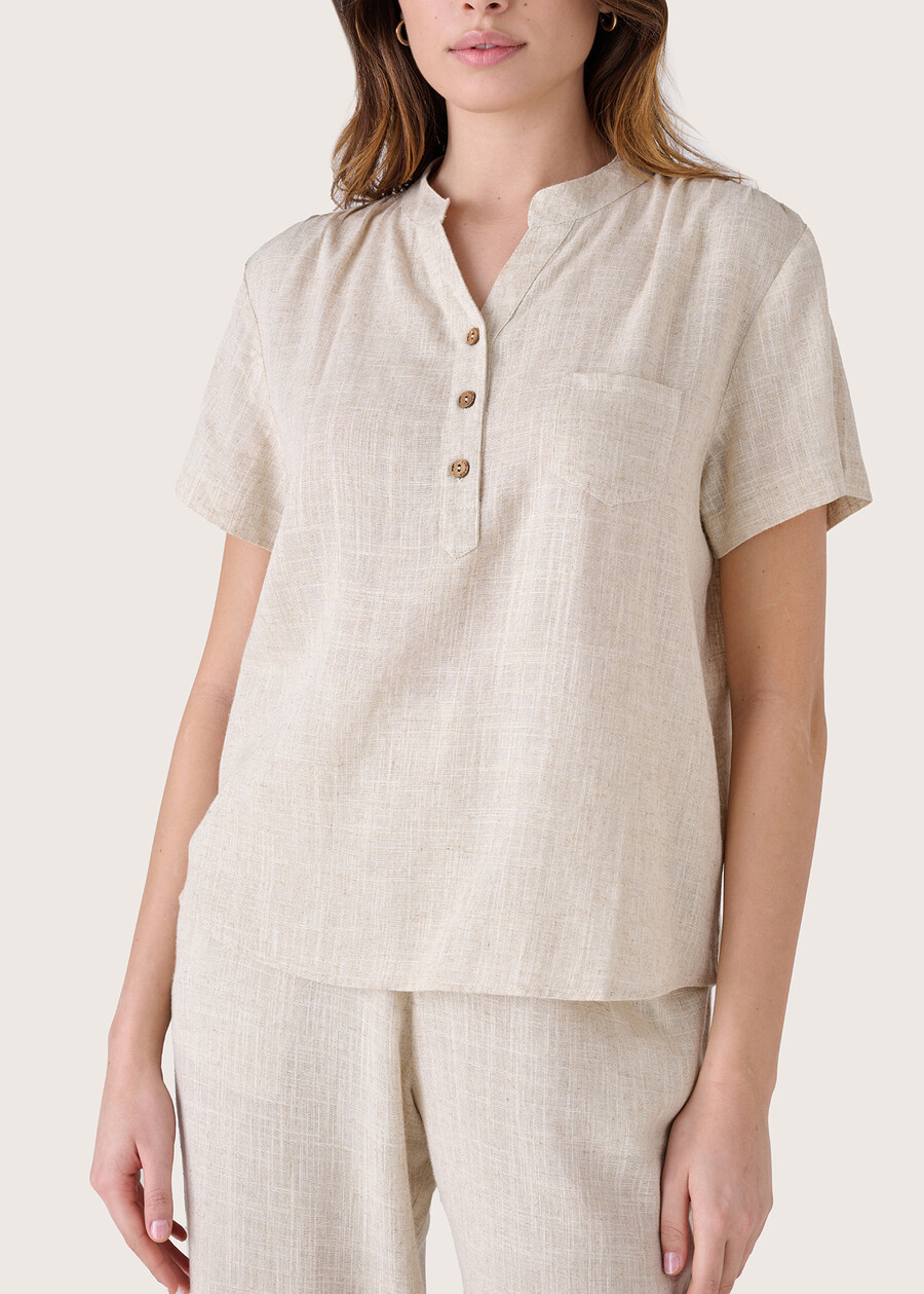 Bettany linen and viscose blouse BEIGE NARCISO Woman , image number 2
