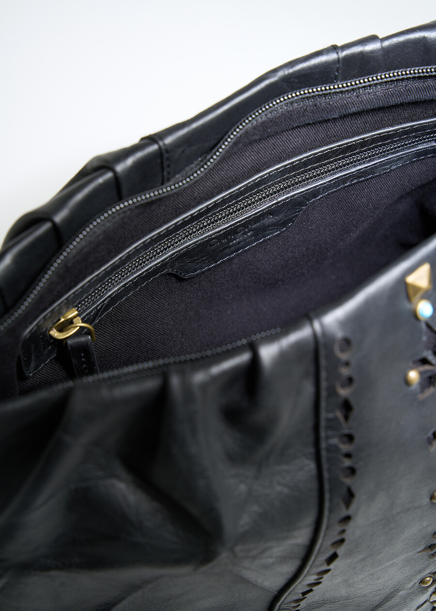 Bossy pebbled leather hobo bag NERO Woman , image number 4