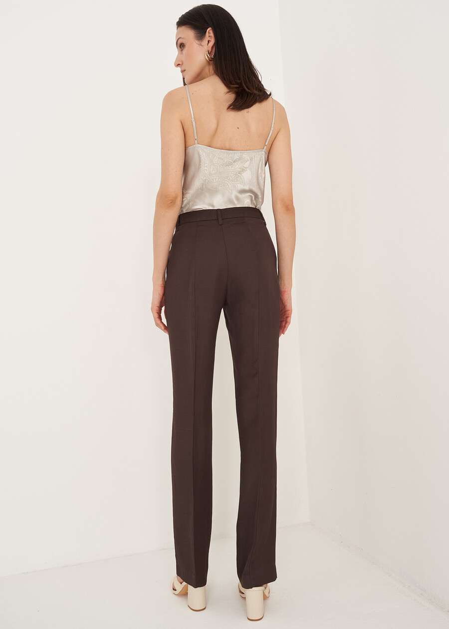 Pantaloni Jacqueline-L Lino e Viscosa MARRONE JAVAARANCIO CAROTENE Donna , immagine n. 5