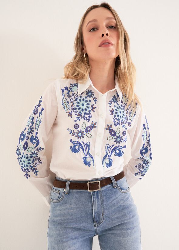 Carolyn embroidered cotton shirt BIANCO WHITE Woman null