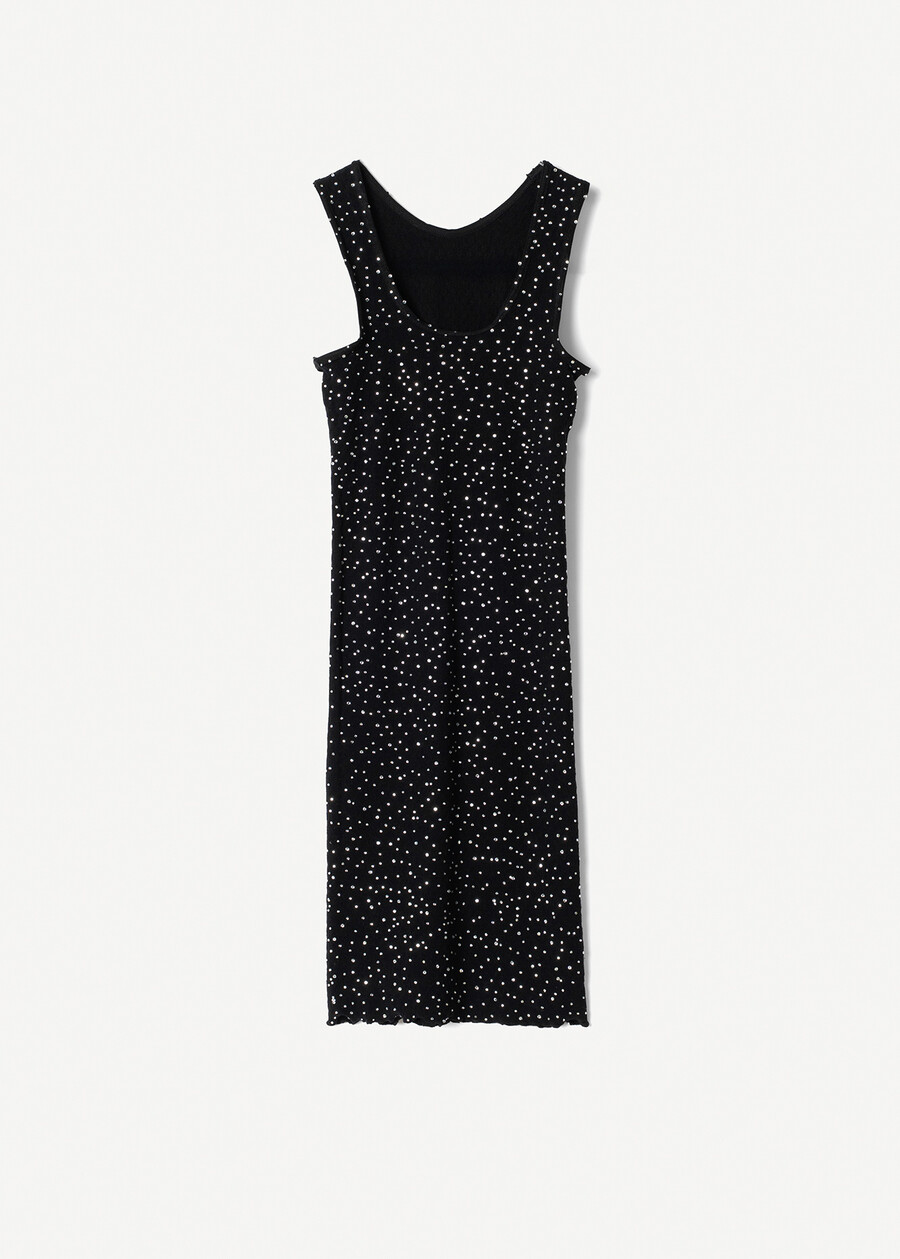 Taba perforated top with rhinestones NERO BLACK Woman , image number 4