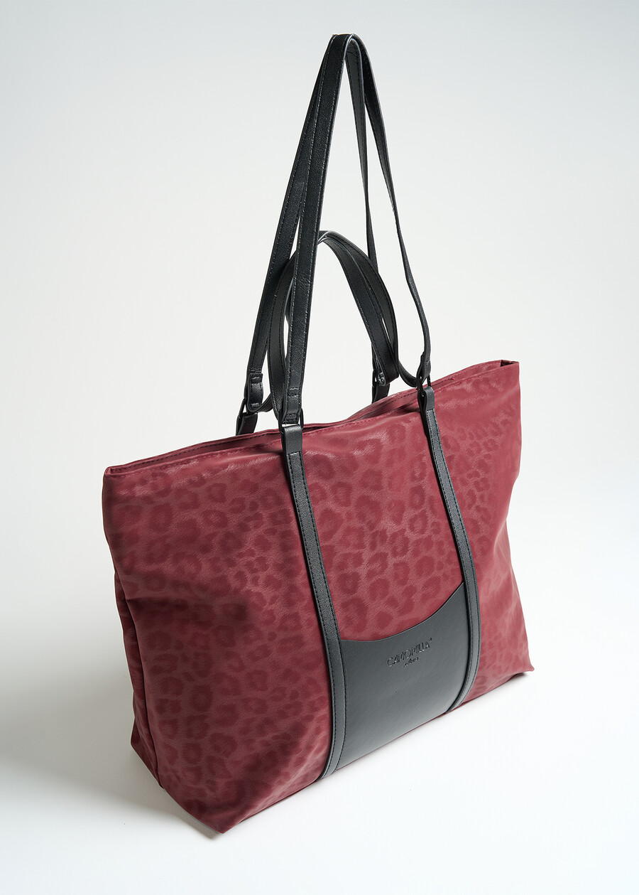 Shopping bag Biky animalier ROSSO BORDEAUXNERO Donna , immagine n. 2