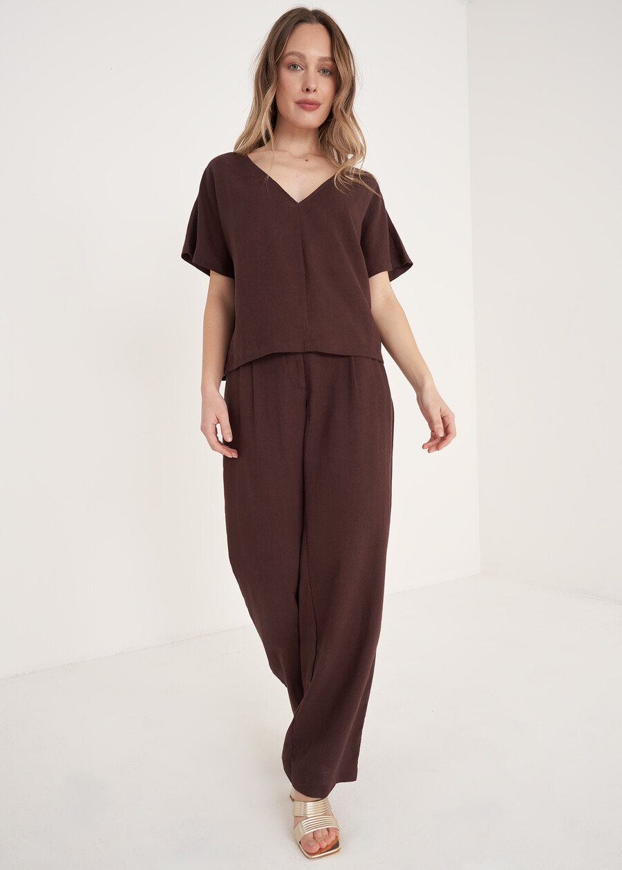 Pantaloni Pencil Vita Alta MARRONE JAVA Donna , immagine n. 2