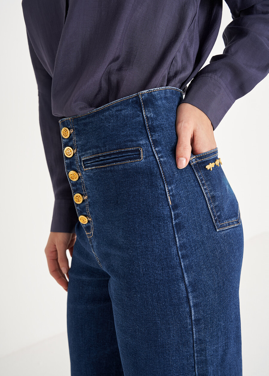 Pantalone Dannie in denim di cotone BIANCO WHITEDENIM DARK DENIM Donna , immagine n. 3