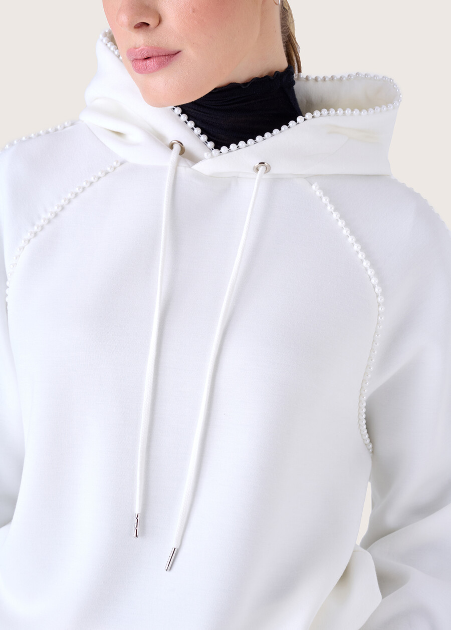 Felpa oversize Flash con pelrle BIANCO WHITE Donna , immagine n. 3