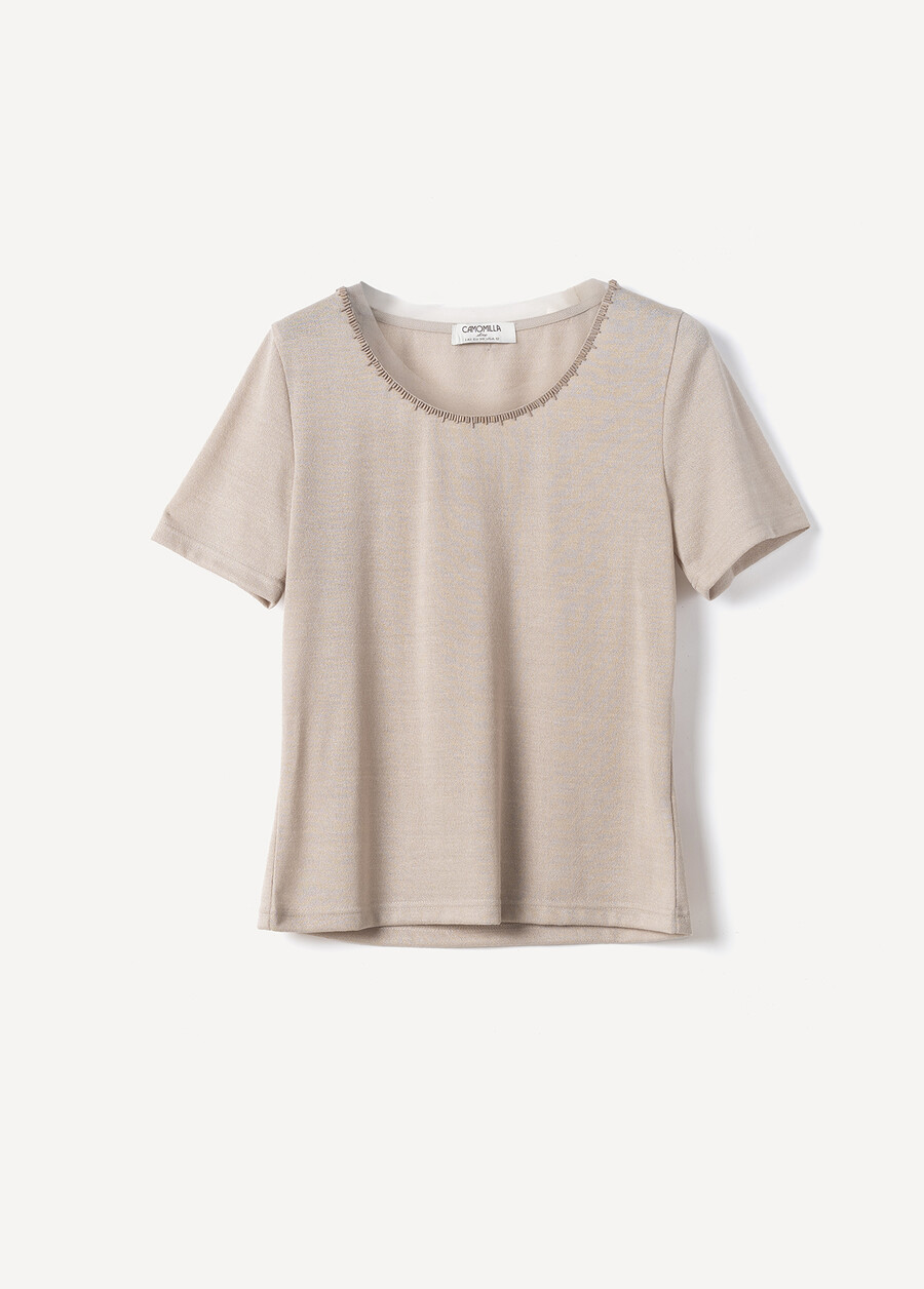 T-shirt Sierra Con Dettaglio Chiffon BEIGE SABBIANERO BLACK Donna , immagine n. 4