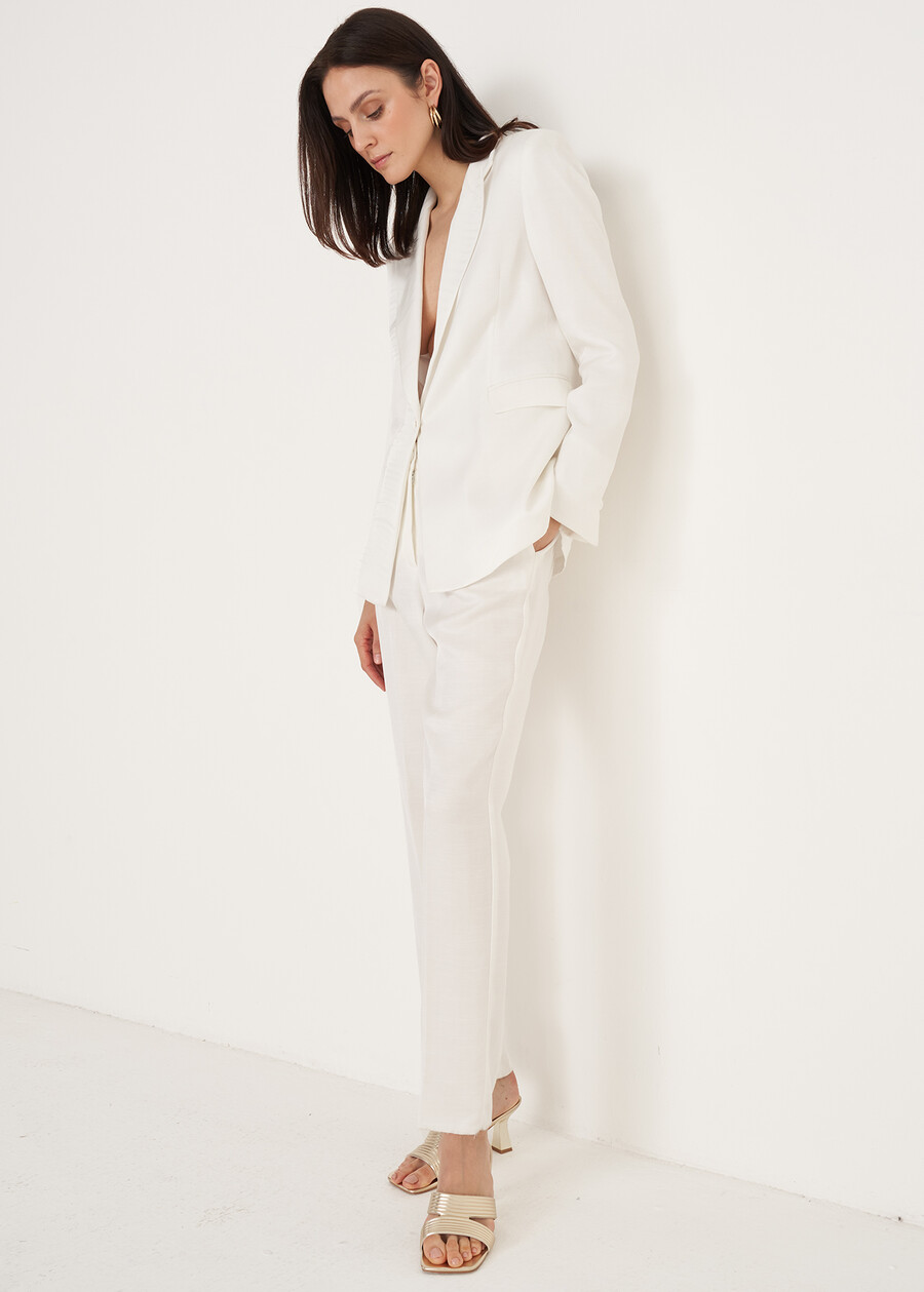 Alice-E linen e viscose trousers BLUMARRONE JAVABIANCO WHITEBLUE TURCHESE Woman , image number 3