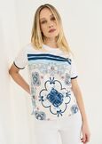 Sharya T-shirt with lurex trim BIANCO WHITE Woman image number 1