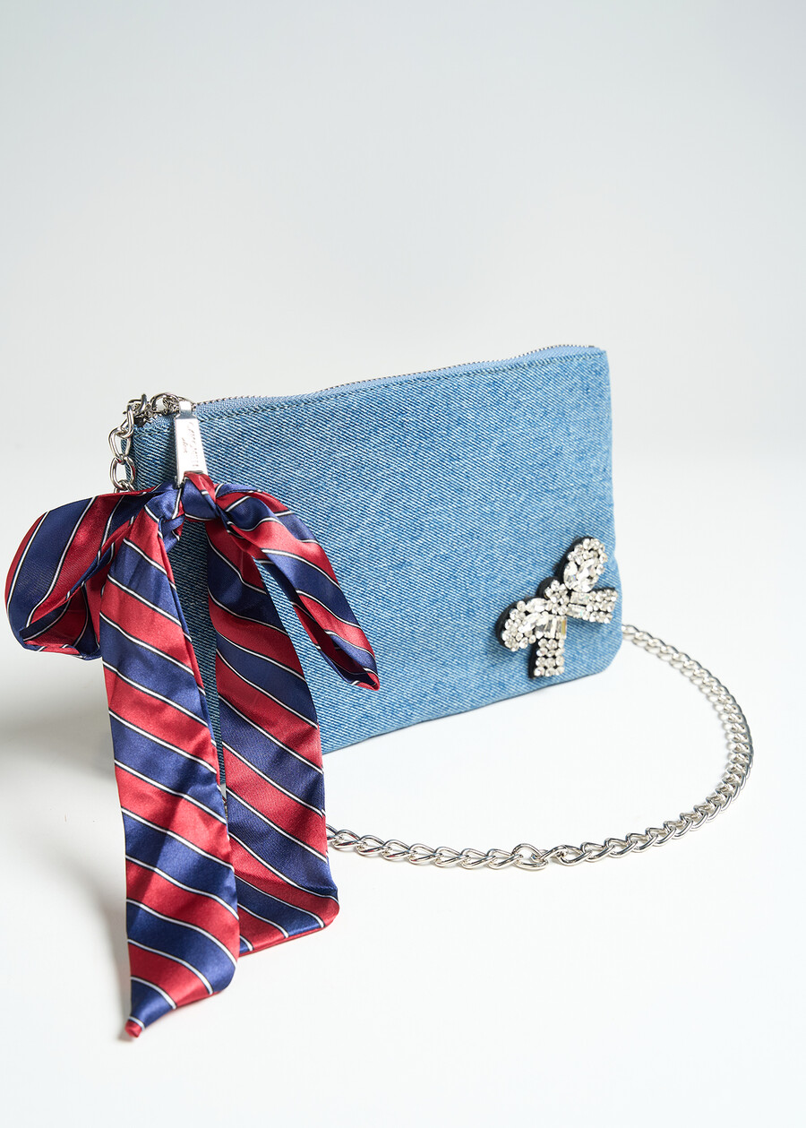Borsa Tonga in denim con strass CELESTE POLVERE Donna , immagine n. 1