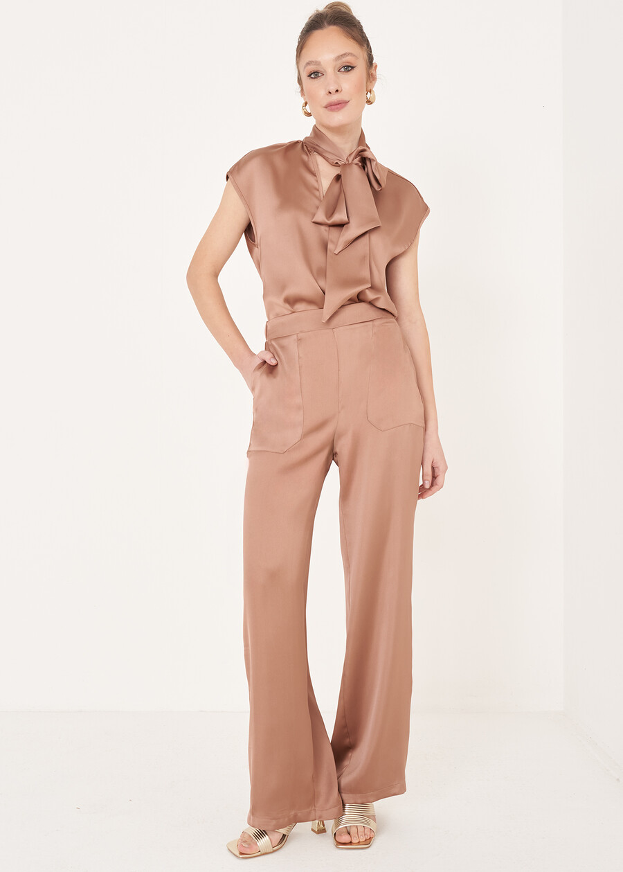 Pantaloni Pablo In Satin GRIGIO TORTORANERO BLACK Donna , immagine n. 1