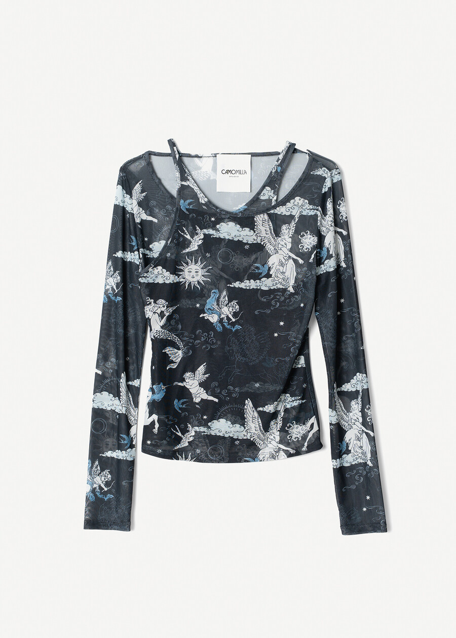 Sasha allover print T-shirt BLU MIDNIGHT Woman , image number 3