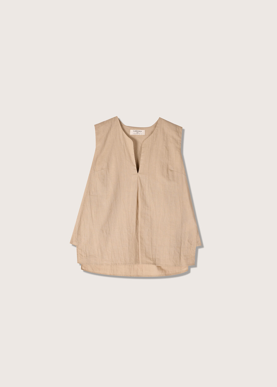 Top Tamar in lino e cotone BEIGE SAFARIBLUE OLTREMARE  Donna , immagine n. 4