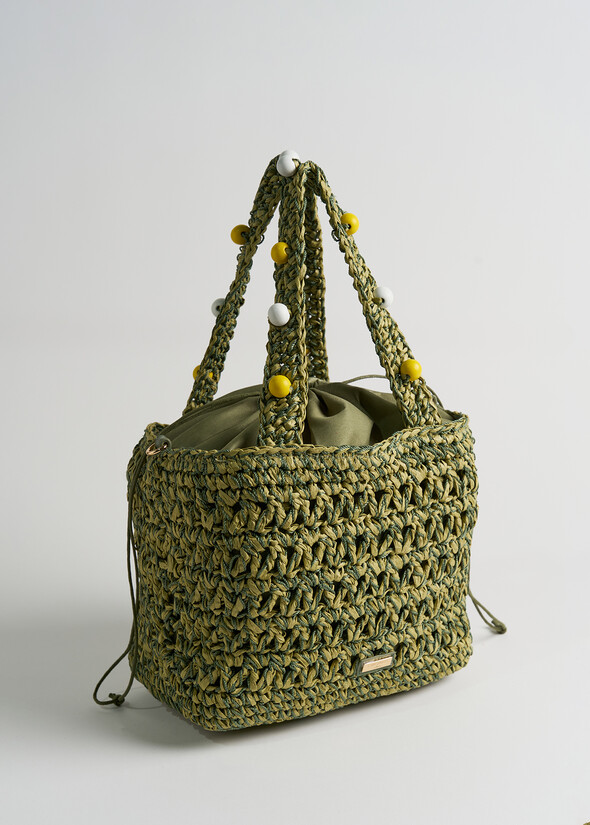 Barley woven paper shopping bag VERDE Woman null