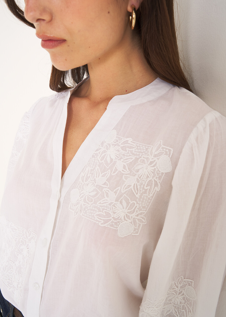 Claribel cotton embroidered shirt BIANCO WHITE Woman , image number 2
