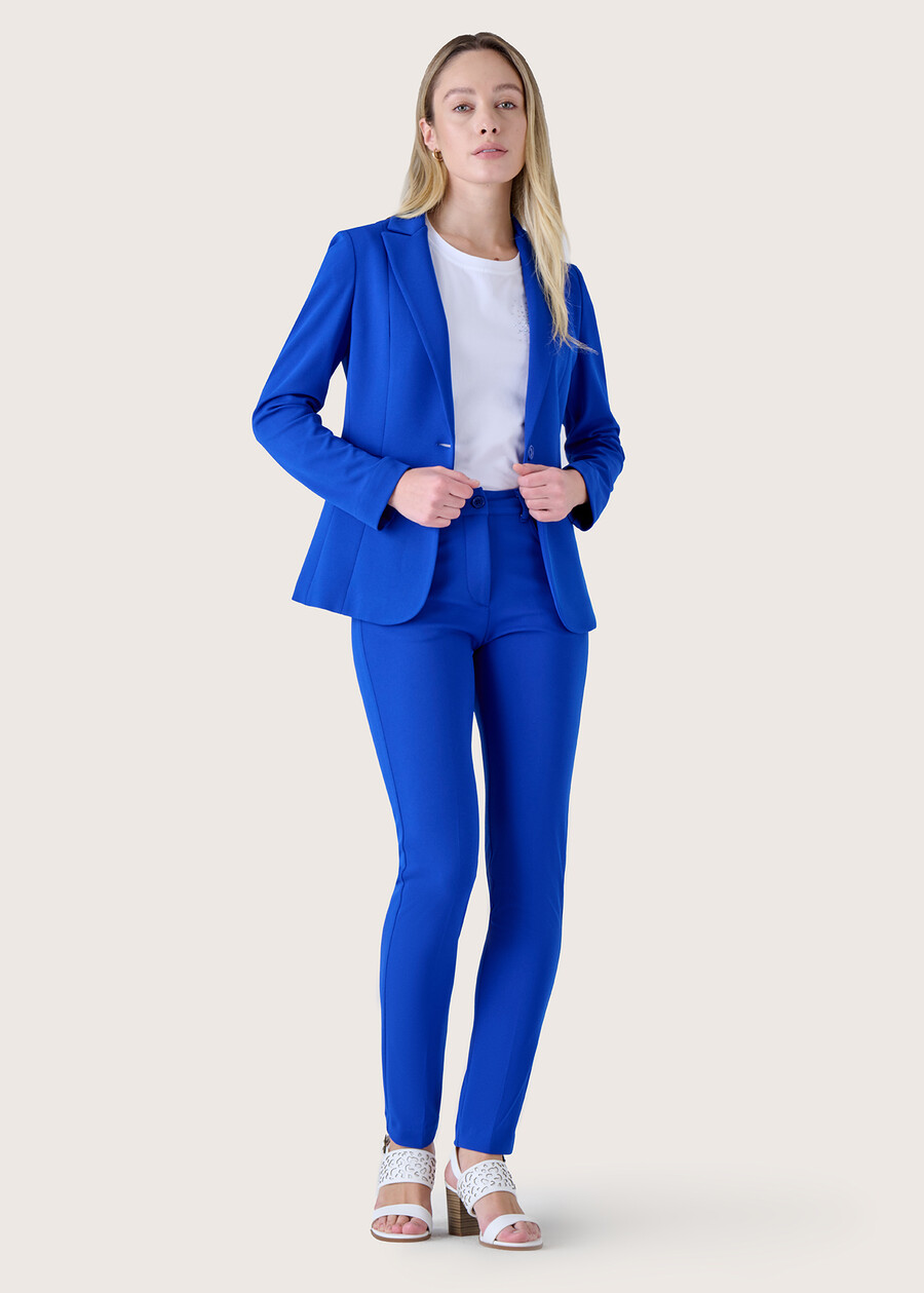 Kate screp fabric trousers BLUE OLTREMARE BLU ELETTRICOROSSO TULIPANO Woman , image number 1
