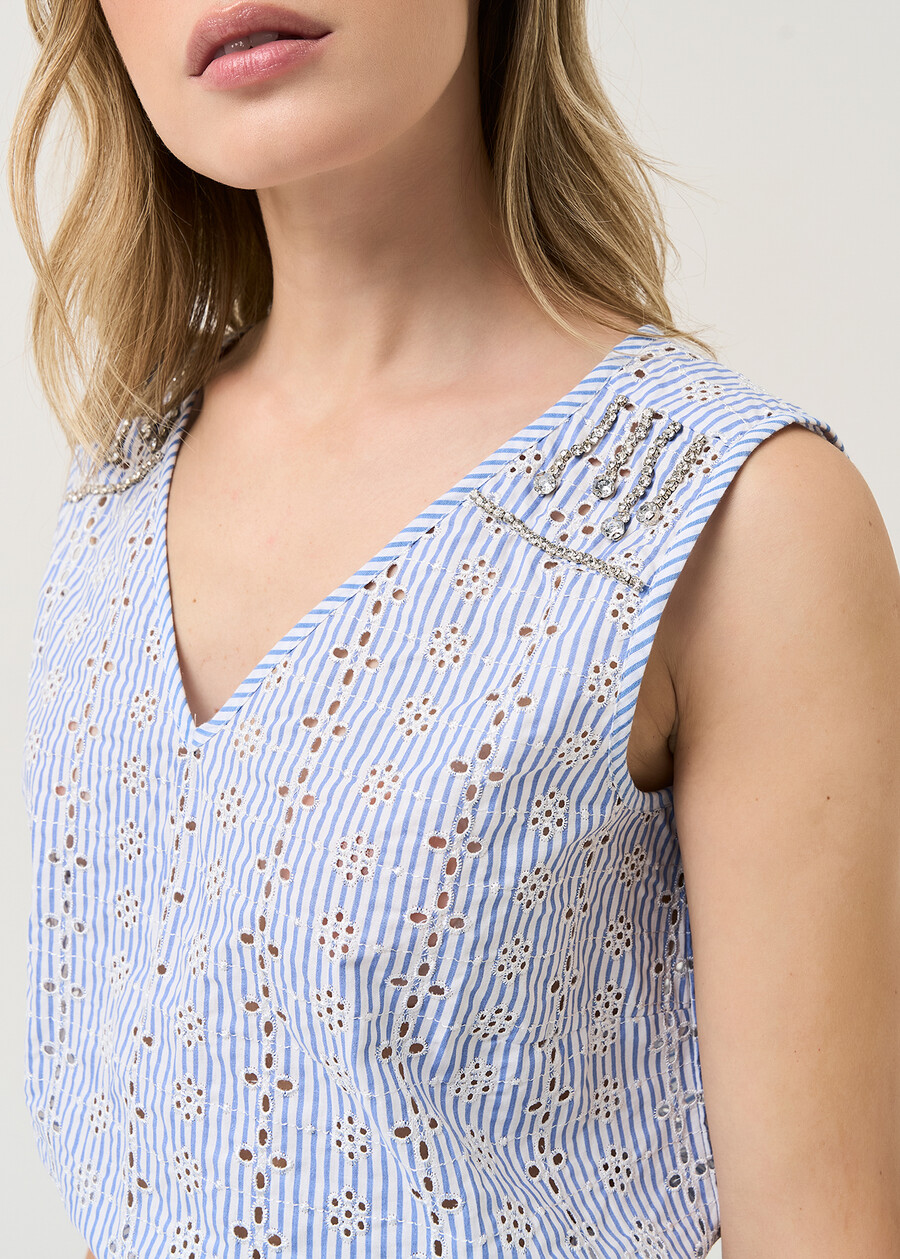 Taty striped cotton top BIANCO WHITE Woman , image number 2