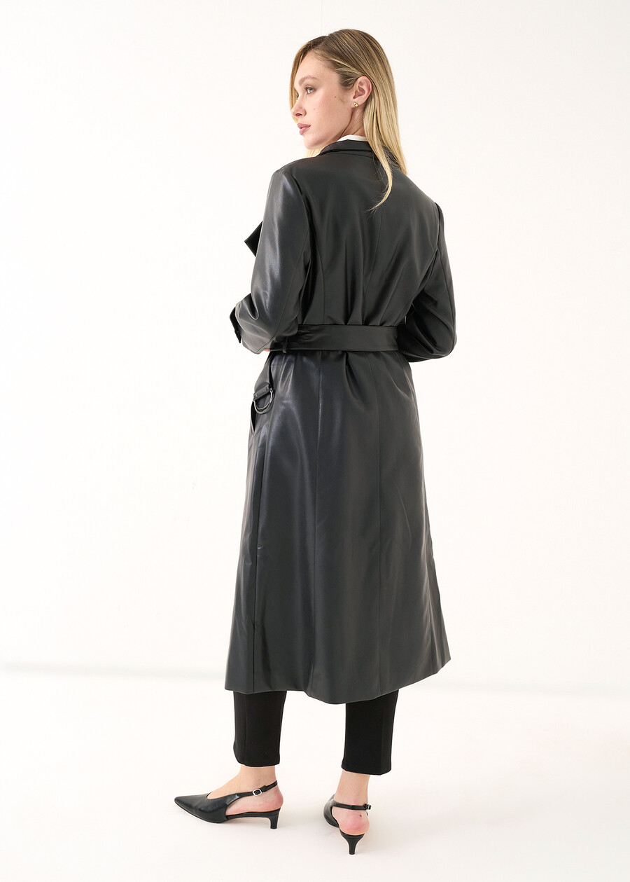 Timoty faux-leather trench coat NERO Woman , image number 4