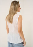 Tony cotton voile top with flounce BIANCO WHITENERO BLACK Woman image number 3