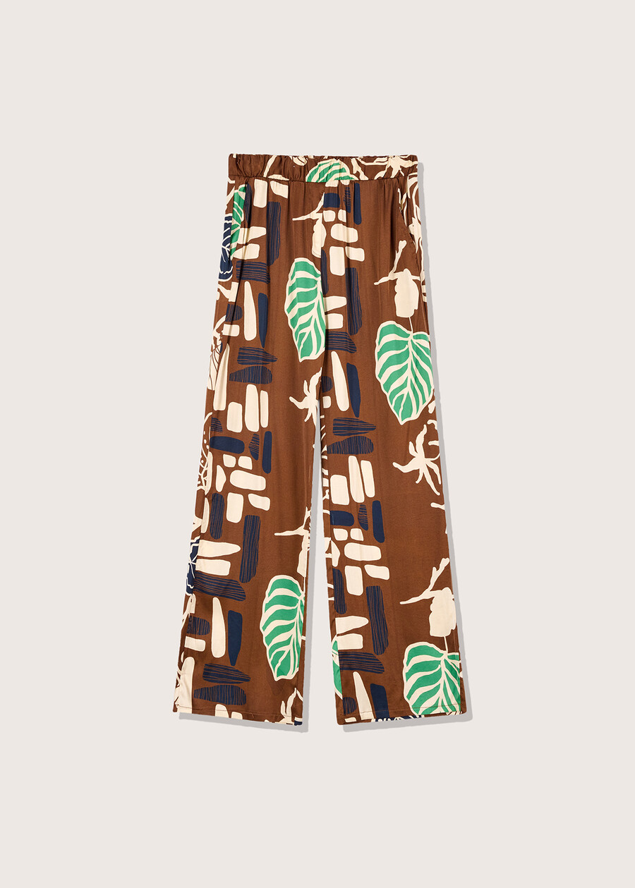 Cara japanese print pattern trousers MARRONE CACAO Woman , image number 5