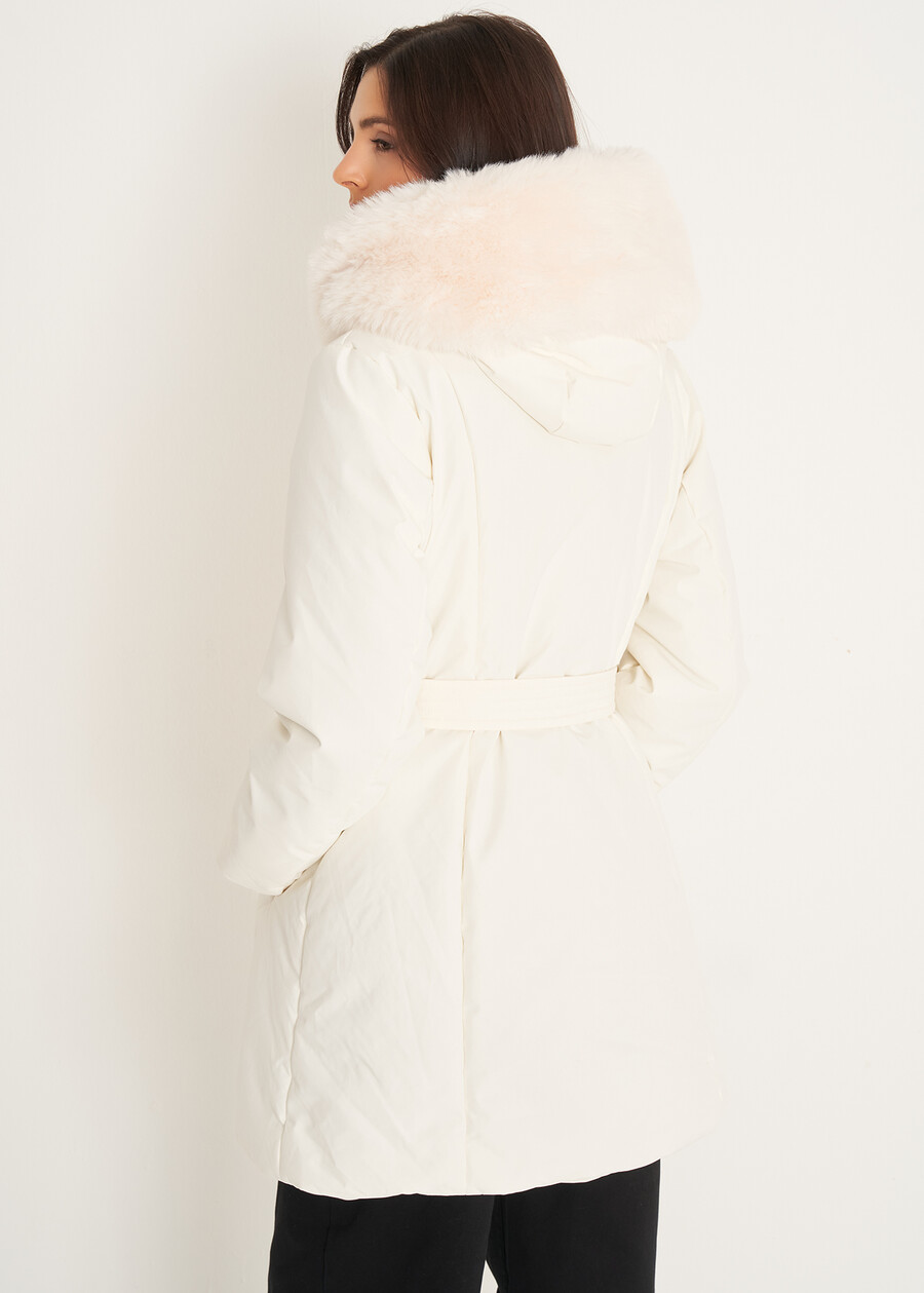 Presley padded coat with belt and faux fur collar BEIGE LATTE Woman , image number 4