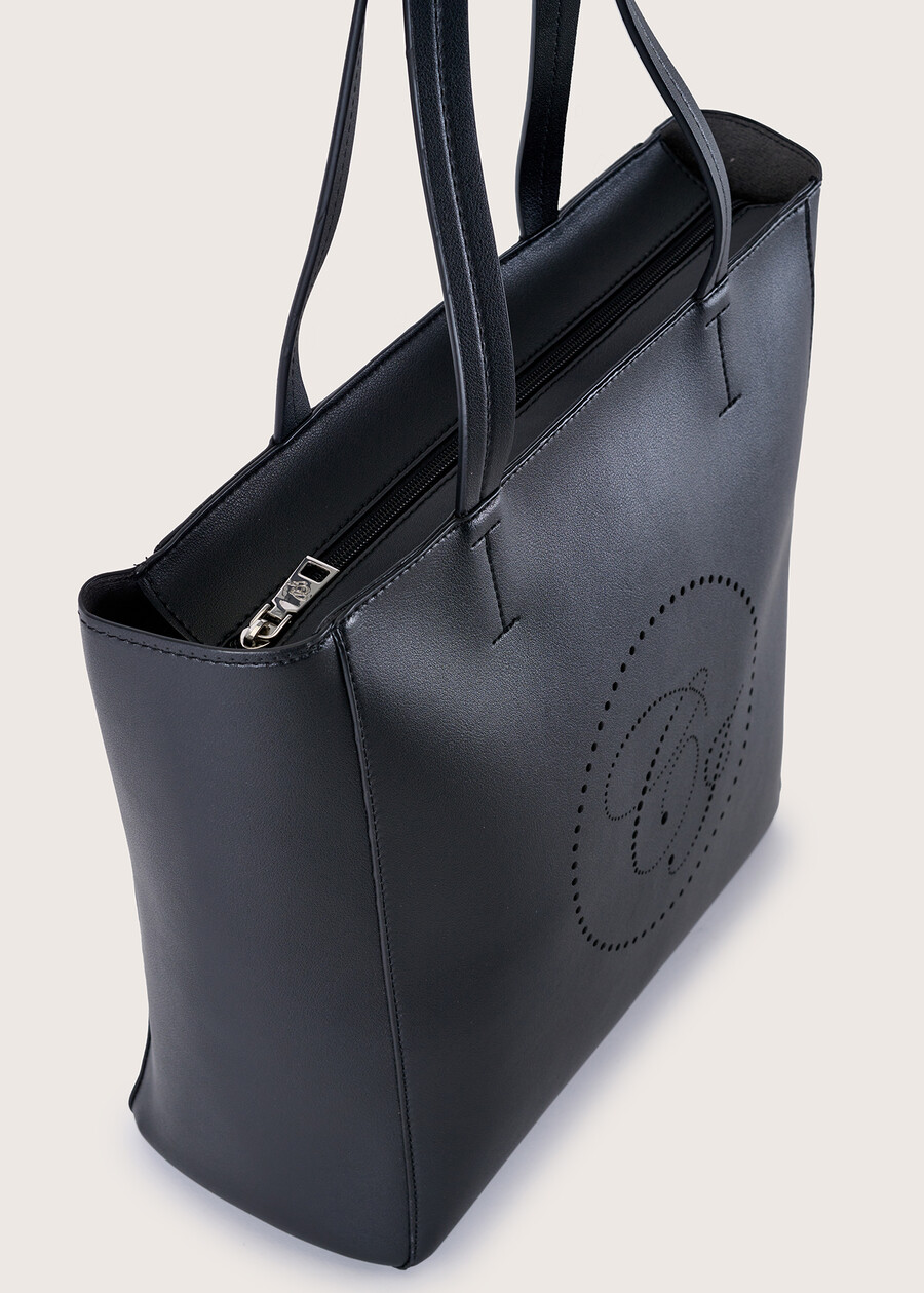 Bitta eco-leather shopping bag NERO BLACKBLU LAGUNABEIGE CREAMROSSO SYRAH Woman , image number 3