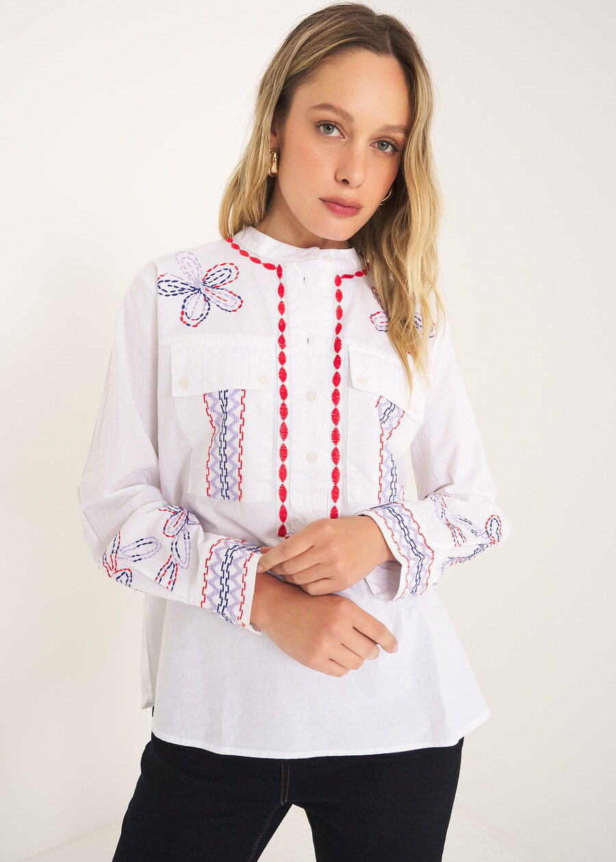 Camicia Cuore ricamata BIANCO WHITE Donna , immagine n. 1