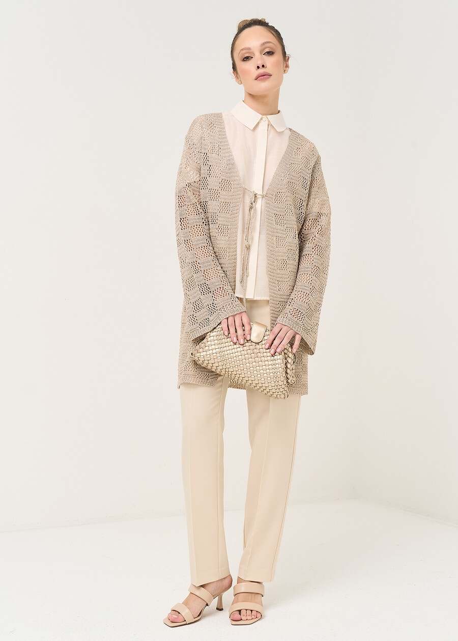 Cardigan lungo Carina in lurex GOLD Donna , immagine n. 4