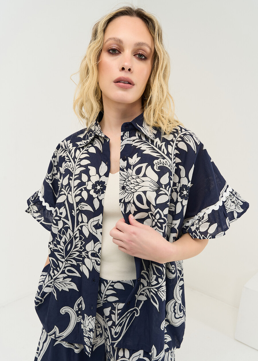 Camicia Cally in cotone stampato BLU Donna , immagine n. 1