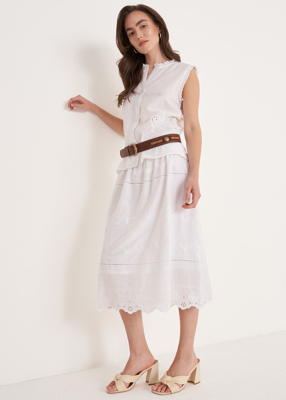 Ginevra 100% Cotton Skirt BIANCO WHITE Woman null