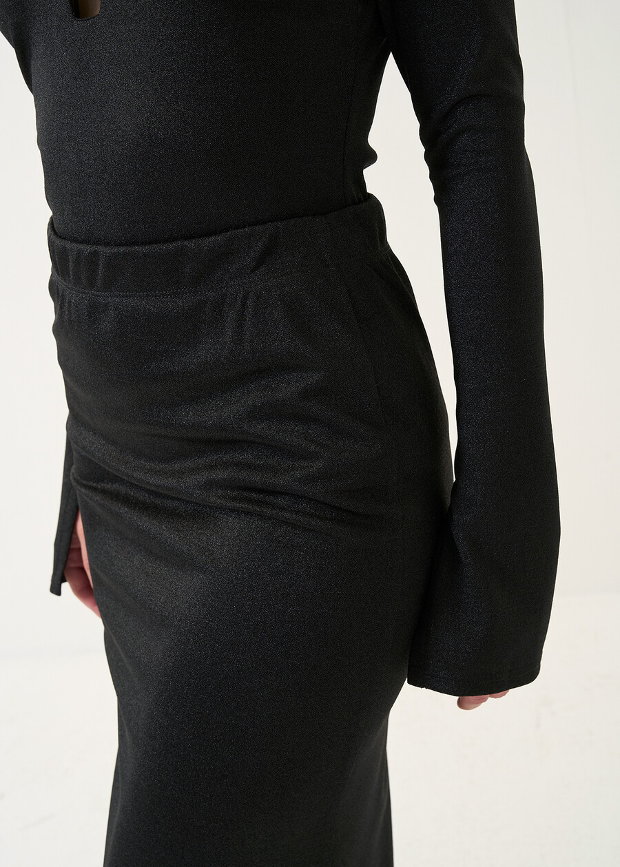 Gonna Goldys lunga in jersey lurex NERO Donna , immagine n. 3